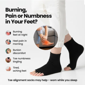 DIRTS Original Foot Alignment 5-Toe Separator Orthopedic Cotton Socks for Women & Men – Bunion Corrector & Plantar Fasciitis Support(Black, M)