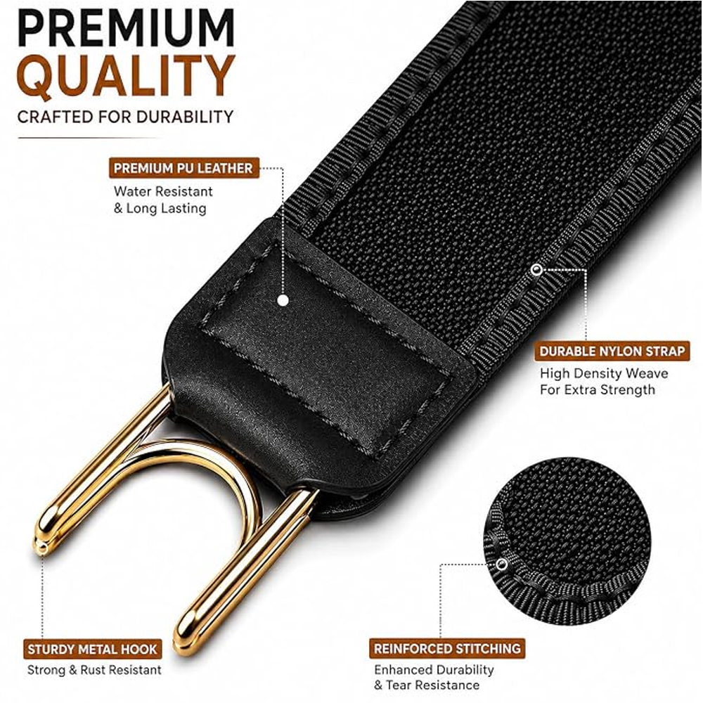 Buckleless Elastic Belt for Men & Women Invisible Waist Belt Tactical Metal Hook Stretch Adjustable No Buckle Comfort Belt for Jeans Pants Dresses Office Travel Casual Wear 1-PAIR - Image 3