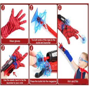 Spider Web Shooters Toy for Kids Fans Pack of 2, Hero Launcher Wrist Toy Set, Cosplay Launcher Bracers Accessories, Sticky Wall Soft Bomb Funny Interactive Educational Toys, Multicolor