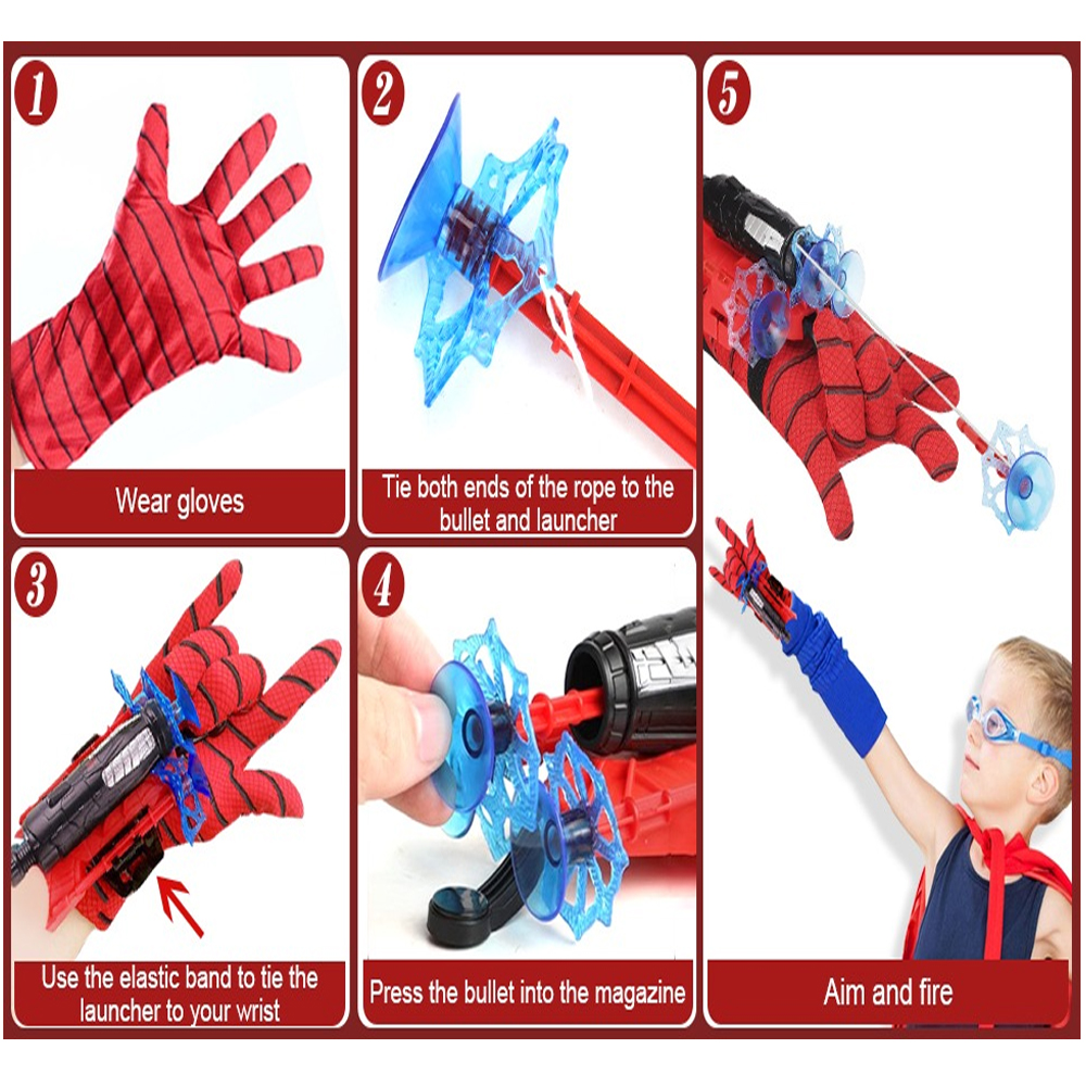 Spider Web Shooters Toy for Kids Fans Pack of 2, Hero Launcher Wrist Toy Set, Cosplay Launcher Bracers Accessories, Sticky Wall Soft Bomb Funny Interactive Educational Toys, Multicolor - Image 3