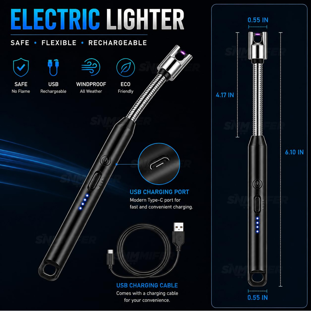Rechargeable Electric Gas Lighter for Kitchen, Lighter for Gas Stove, Candles, C-Type USB, Multi Purpose - 360° Flexible & Windproof - Image 5