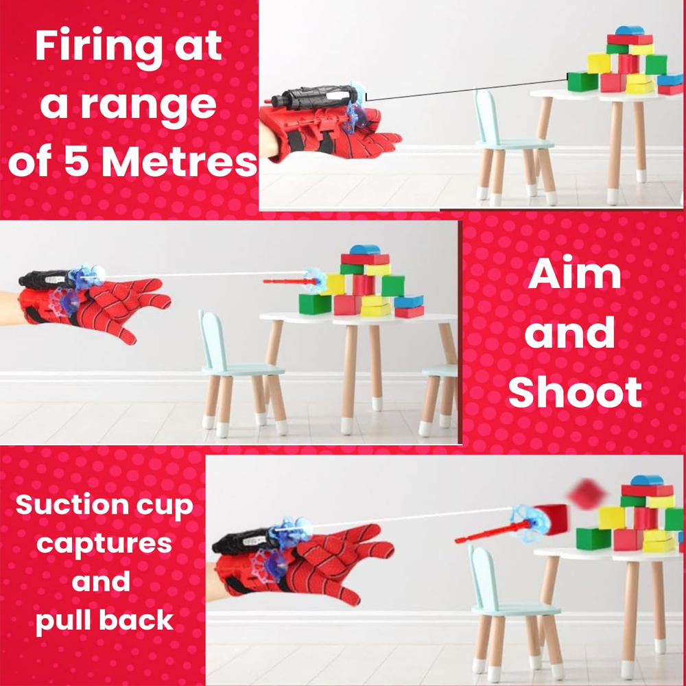 Spider Web Shooters Toy for Kids Fans Pack of 2, Hero Launcher Wrist Toy Set, Cosplay Launcher Bracers Accessories, Sticky Wall Soft Bomb Funny Interactive Educational Toys, Multicolor - Image 5