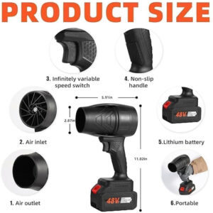Handheld Electric Air Blower,Turbo Jet Blower Cordless,Handheld High Powerful Blow Brushless for Extra runtime,Multipurpose Car,Home Corner, Road Cleaning