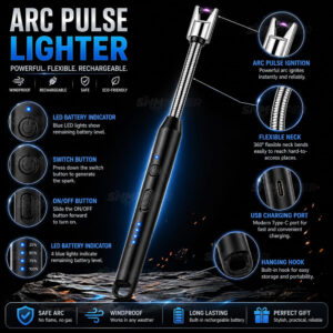 Rechargeable Electric Gas Lighter for Kitchen, Lighter for Gas Stove, Candles, C-Type USB, Multi Purpose - 360° Flexible & Windproof