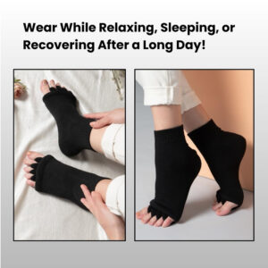 DIRTS Original Foot Alignment 5-Toe Separator Orthopedic Cotton Socks for Women & Men – Bunion Corrector & Plantar Fasciitis Support(Black, M)