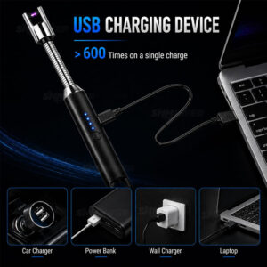 Rechargeable Electric Gas Lighter for Kitchen, Lighter for Gas Stove, Candles, C-Type USB, Multi Purpose - 360° Flexible & Windproof