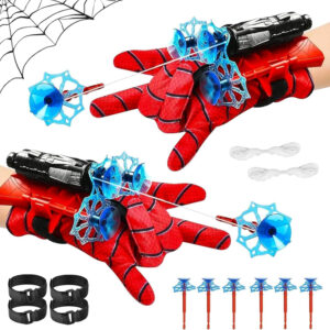 Spider Web Shooters Toy for Kids Fans Pack of 2, Hero Launcher Wrist Toy Set, Cosplay Launcher Bracers Accessories, Sticky Wall Soft Bomb Funny Interactive Educational Toys, Multicolor