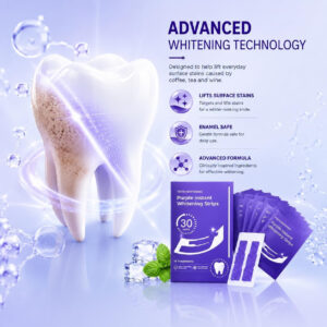 Purple Teeth Whitening Strips | Teeth Treatments 14 Strips | Whitens Teeth in 1 Use | Peroxide & Sensitivity-Free, Enamel-Safe Oral Care | PAP & Hydroxyapatite For Stain Removal | (Purple Teeth Whitening-14 Strips) (7)
