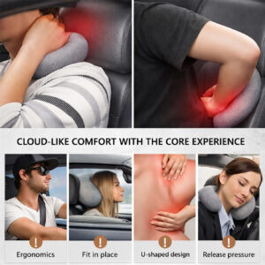 Car Seat Headrest Neck Rest Pillow Cushion for All Cars- Ergonomic Car Neck Pillow Memory Foam Neck Support for Neck/Back Pain Relief Neck Rest Support Cushion (Black), Pack of 1