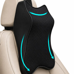 Car Seat Headrest Neck Rest Pillow Cushion for All Cars- Ergonomic Car Neck Pillow Memory Foam Neck Support for Neck/Back Pain Relief Neck Rest Support Cushion (Black), Pack of 1