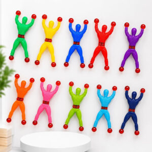 Sticky Wall Climbing Man Toys Pack of 10, Assorted Stretchable Spider Crawler Action Figures with Grip Pads, Fun Birthday Return Gifts, Party Favors and Indoor Play Set for Kids (Random Color)