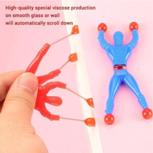 Wall Climbing Sticky Man Action Figures, 5 Pcs Pack Flexible Throwing Toy Set with Red Grip Balls, Random Colour Climber Men Party Return Gifts for Kids Indoor Play