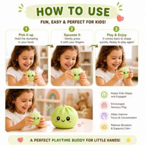1Pc Dumpling Squishy Stress Ball, Mystery Box Butter Squishy Toy, Cute Big Mochi Squishy Ball for Kids & Adults, Sensory Fidget Toy for Anxiety Relief, Birthday Return Gift, 1 Pc , Multicolor