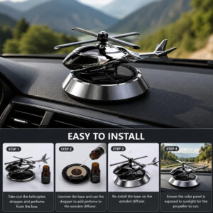 Solar Helicopter for Car | Aroma Diffuser Air Freshener for Car | Rotating Solar Powered Helicopter for Car Dashboard | Interior Perfume Diffuser for Offices and Study Tables as a Showpiece