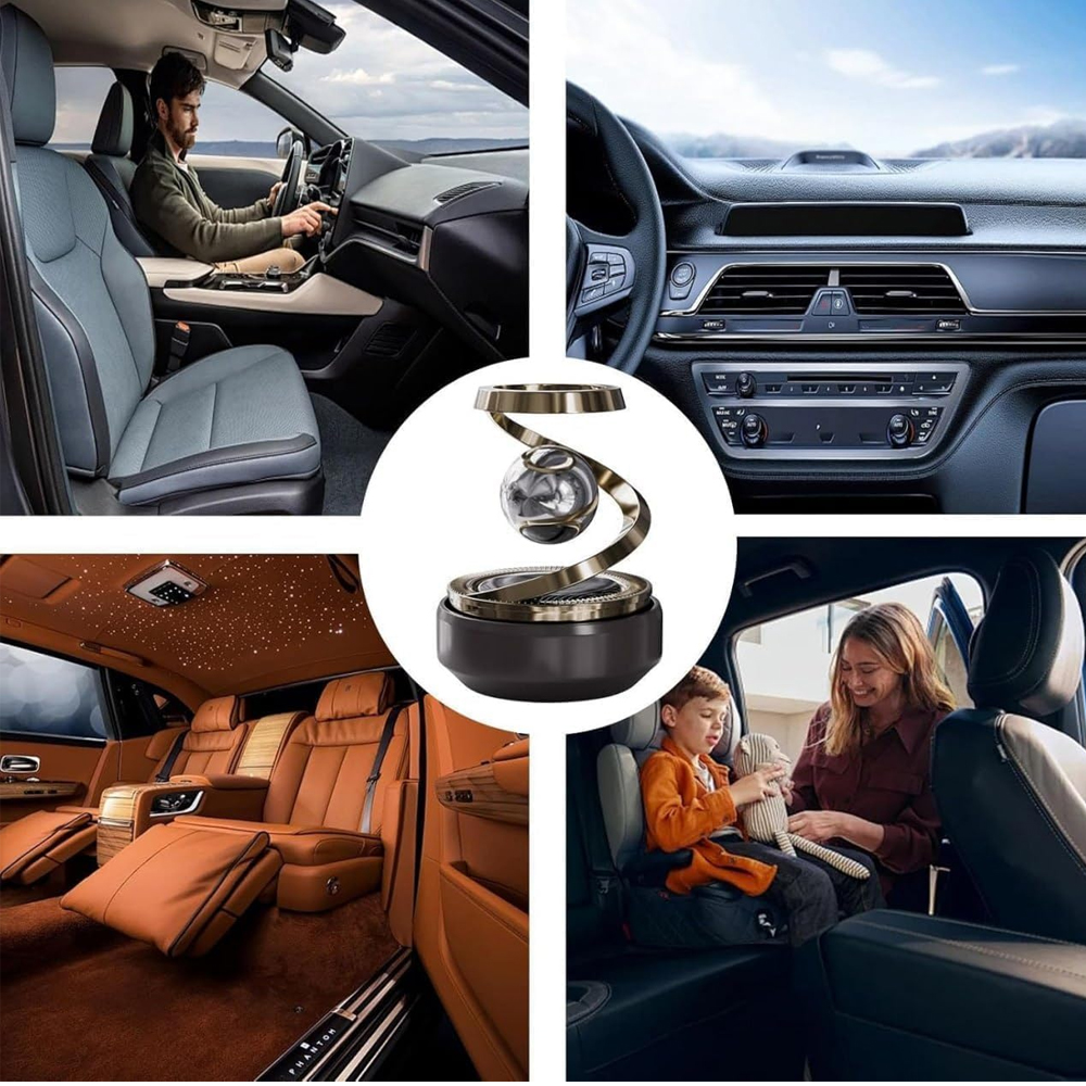 Solar Aromatherapy Car Air Freshener | 2026 Stylish Dashboard Rotating Perfume Diffuser | Premium Solar-Powered Autorotation Decoration for Car Interior | Eco-Friendly Fragrance Diffuser (Black) - Image 2