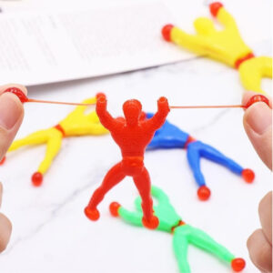 Wall Climbing Sticky Man Action Figures, 5 Pcs Pack Flexible Throwing Toy Set with Red Grip Balls, Random Colour Climber Men Party Return Gifts for Kids Indoor Play