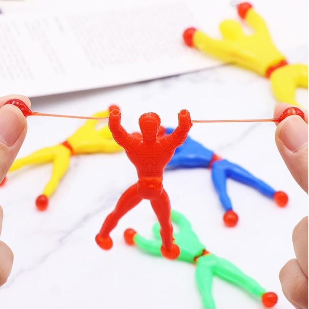 Wall Climbing Sticky Man Action Figures, 5 Pcs Pack Flexible Throwing Toy Set with Red Grip Balls, Random Colour Climber Men Party Return Gifts for Kids Indoor Play - Image 3
