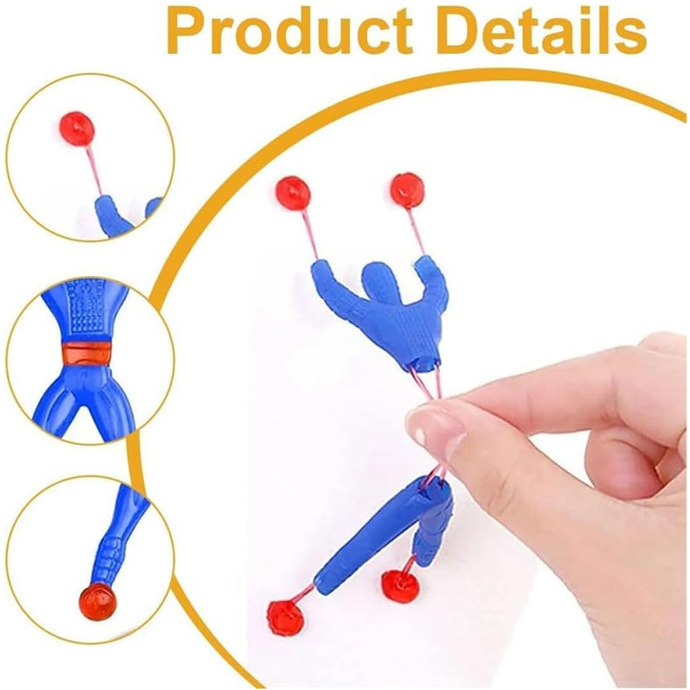 Wall Climbing Sticky Man Action Figures, 5 Pcs Pack Flexible Throwing Toy Set with Red Grip Balls, Random Colour Climber Men Party Return Gifts for Kids Indoor Play - Image 5