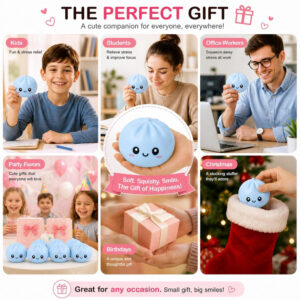 1Pc Dumpling Squishy Stress Ball, Mystery Box Butter Squishy Toy, Cute Big Mochi Squishy Ball for Kids & Adults, Sensory Fidget Toy for Anxiety Relief, Birthday Return Gift, 1 Pc , Multicolor
