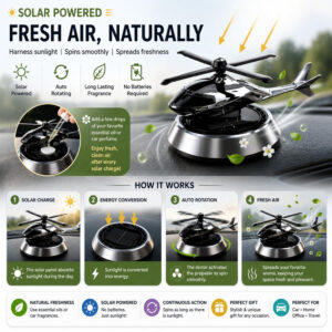Solar Helicopter for Car | Aroma Diffuser Air Freshener for Car | Rotating Solar Powered Helicopter for Car Dashboard | Interior Perfume Diffuser for Offices and Study Tables as a Showpiece