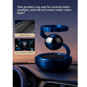 Solar Aromatherapy Car Air Freshener | 2026 Stylish Dashboard Rotating Perfume Diffuser | Premium Solar-Powered Autorotation Decoration for Car Interior | Eco-Friendly Fragrance Diffuser (Blue)